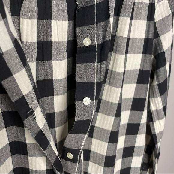 Loft Gingham Checkered Popover Hidden Button Down Shirt - Picture 3 of 4